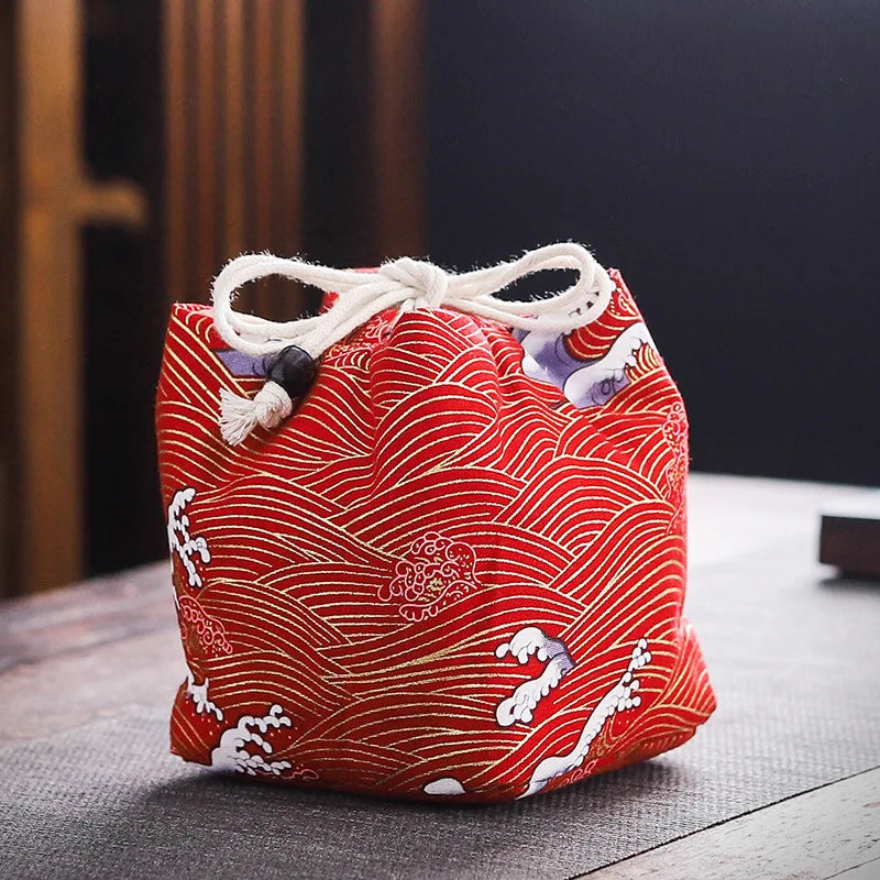 Cotton Teacup Storage Bag, Antique Bracelets, Jewelry Protective Cover, Japanese Lunch Gift, Teaware, Travel, Multi-usage