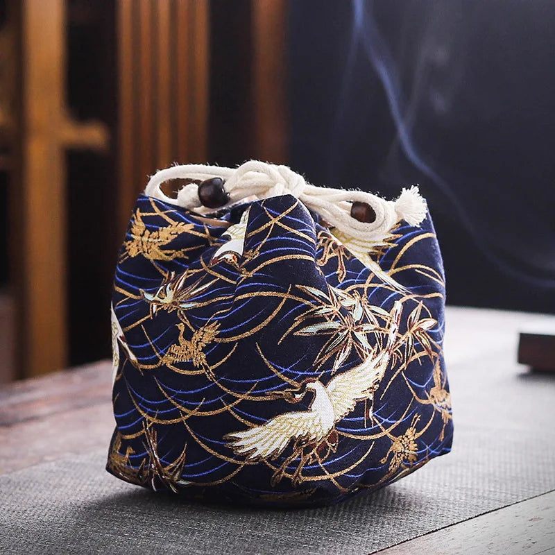 Cotton Teacup Storage Bag, Antique Bracelets, Jewelry Protective Cover, Japanese Lunch Gift, Teaware, Travel, Multi-usage