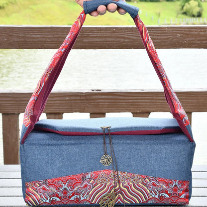 Cotton and Linen Travel Tea Cozies Storage Bag, Portable, 4 Pots, 4 Cups, Thick, Car, Outdoor, Drinkware Accessories