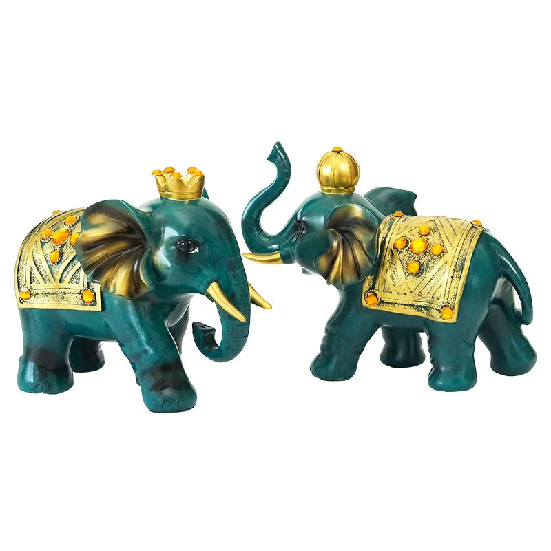 Couple elephant home decor Resin Animal Art Sculpture Cute Home Room Decoration Wedding figurine 2 PCS Free delivery