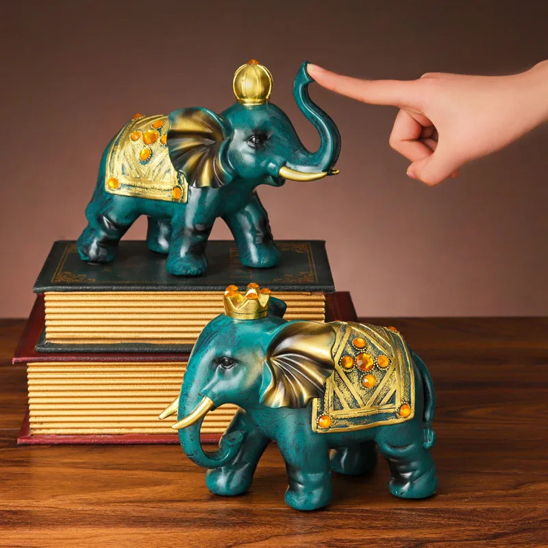 Couple elephant home decor Resin Animal Art Sculpture Cute Home Room Decoration Wedding figurine 2 PCS Free delivery