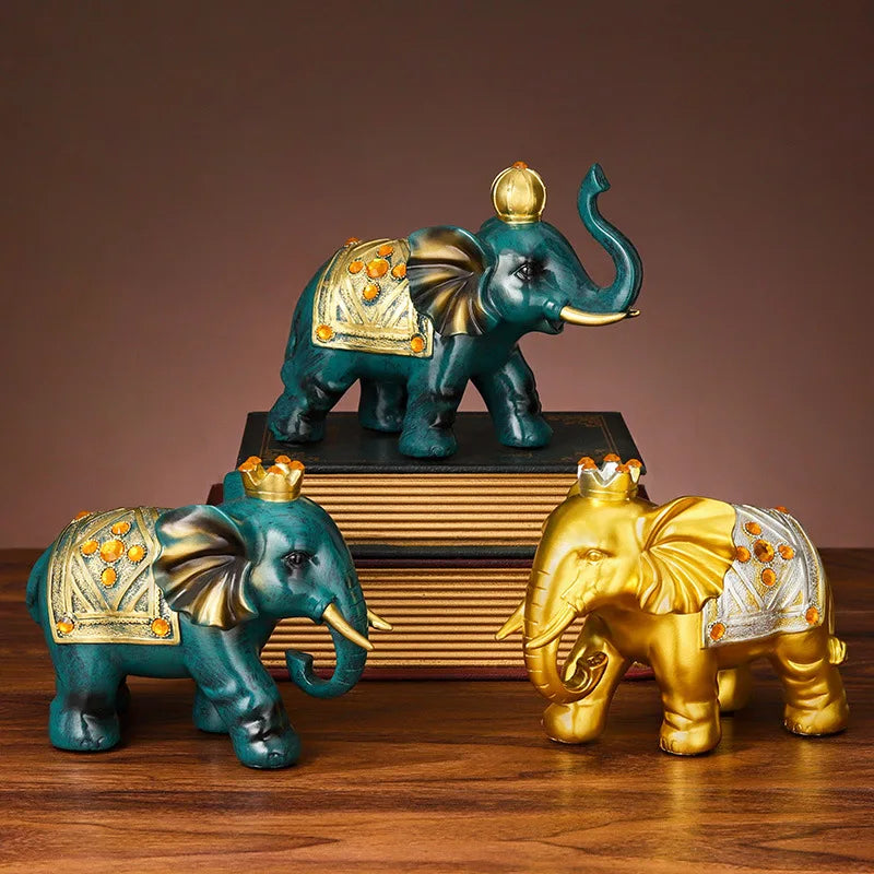 Couple elephant home decor Resin Animal Art Sculpture Cute Home Room Decoration Wedding figurine 2 PCS Free delivery