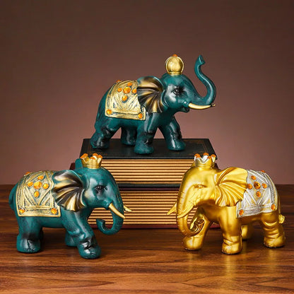 Couple elephant home decor Resin Animal Art Sculpture Cute Home Room Decoration Wedding figurine 2 PCS Free delivery