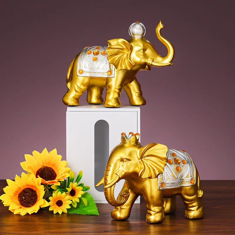 Couple elephant home decor Resin Animal Art Sculpture Cute Home Room Decoration Wedding figurine 2 PCS Free delivery