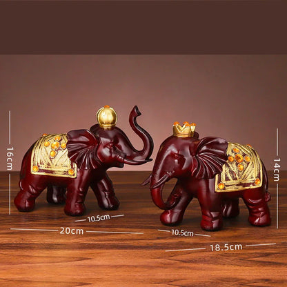 Couple elephant home decor Resin Animal Art Sculpture Cute Home Room Decoration Wedding figurine 2 PCS Free delivery