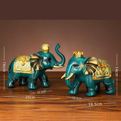 Couple elephant home decor Resin Animal Art Sculpture Cute Home Room Decoration Wedding figurine 2 PCS Free delivery