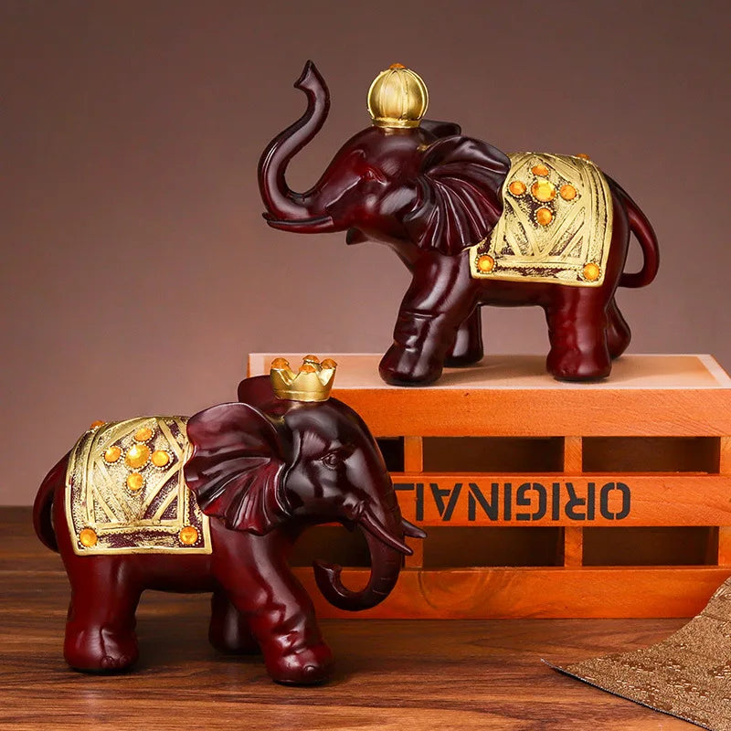 Couple elephant home decor Resin Animal Art Sculpture Cute Home Room Decoration Wedding figurine 2 PCS Free delivery