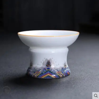 Court Style Gold Silk Enamel Large Sancai Cover Bowl, Saucer Tea Cup, Pot Kettle, White Porcelain Chinese Ceramic Tea Set