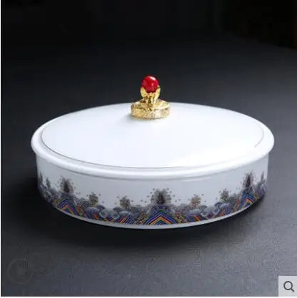 Court Style Gold Silk Enamel Large Sancai Cover Bowl, Saucer Tea Cup, Pot Kettle, White Porcelain Chinese Ceramic Tea Set