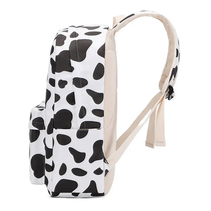 Cow Print 3pcs Sets Children School Backpack Kawaii Women  Bookbag Laptop Bag For Teens Girls Mochilas 2023 Students Totes Sac
