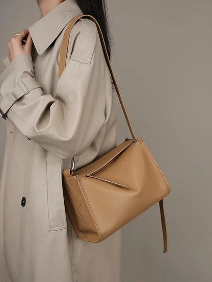 Cowhide 2024 New Crossbody Women's Leather Niche High-grade Sense Ladies Single Shoulder Fashion Commuter Pillow Bag