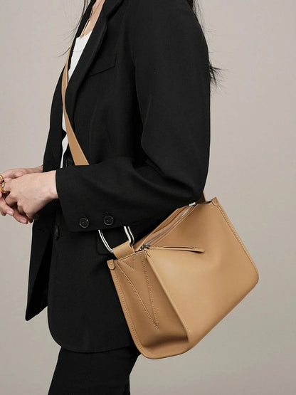 Cowhide 2024 New Crossbody Women's Leather Niche High-grade Sense Ladies Single Shoulder Fashion Commuter Pillow Bag