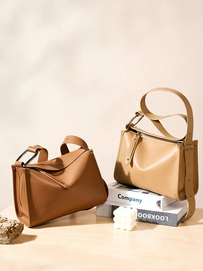 Cowhide 2024 New Crossbody Women's Leather Niche High-grade Sense Ladies Single Shoulder Fashion Commuter Pillow Bag