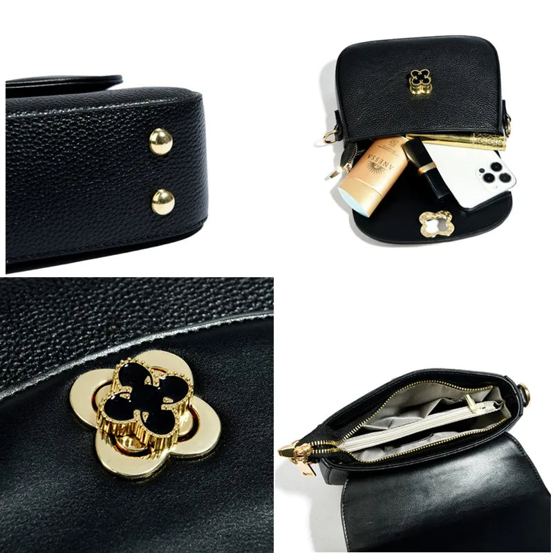 Cowhide Bag 2023 New Genuine Leather Soft Leather Zero Wallet Fashion Versatile Messenger Crossbody Bags For Women Square Bag