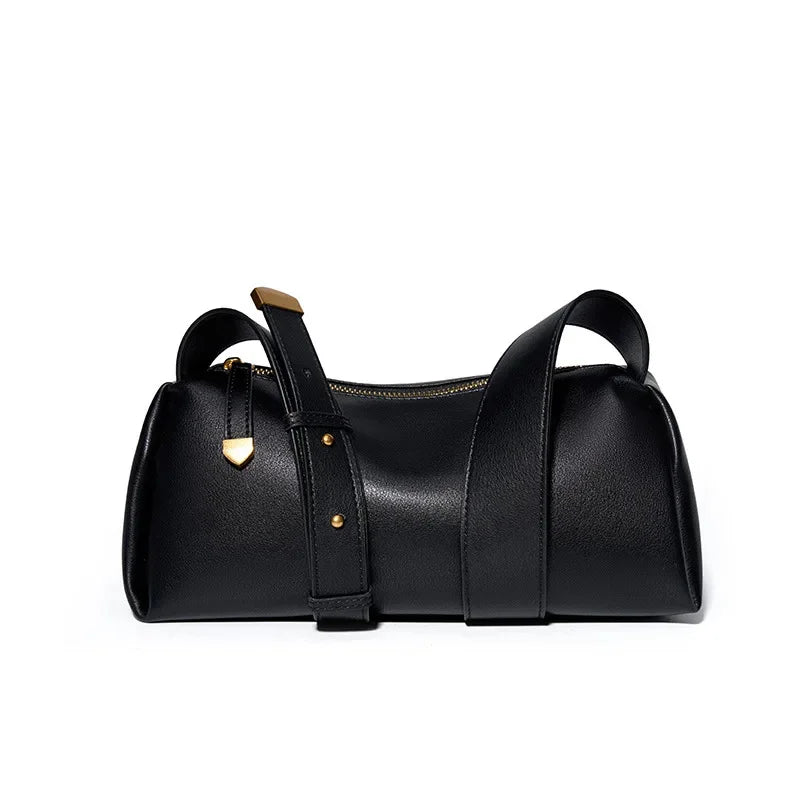 Cowhide Black New Genuine Crossbody Women's handbag Summer Soft Leather Bag small Boston mobile packet Tote
