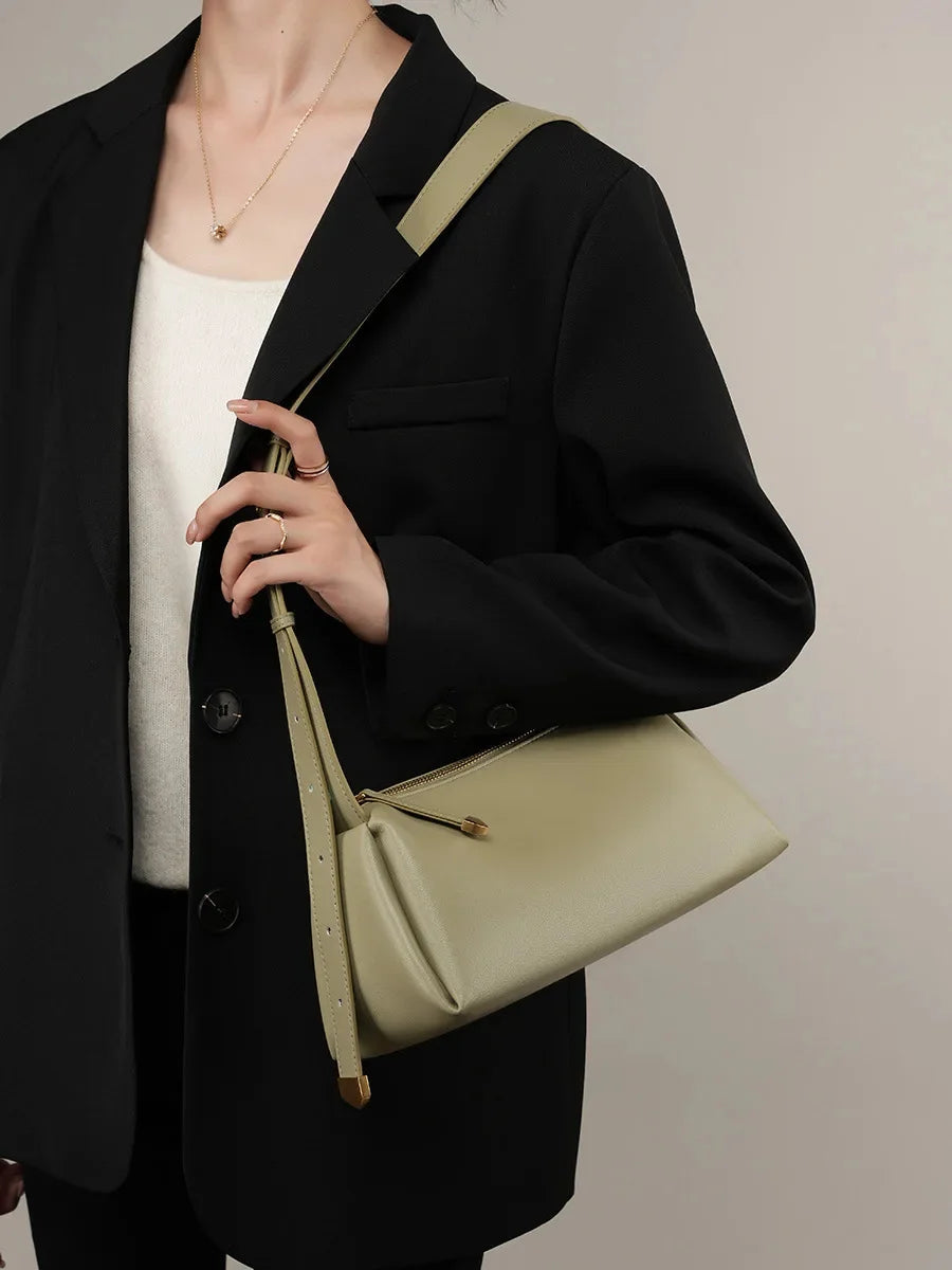 Cowhide Black New Genuine Crossbody Women's handbag Summer Soft Leather Bag small Boston mobile packet Tote