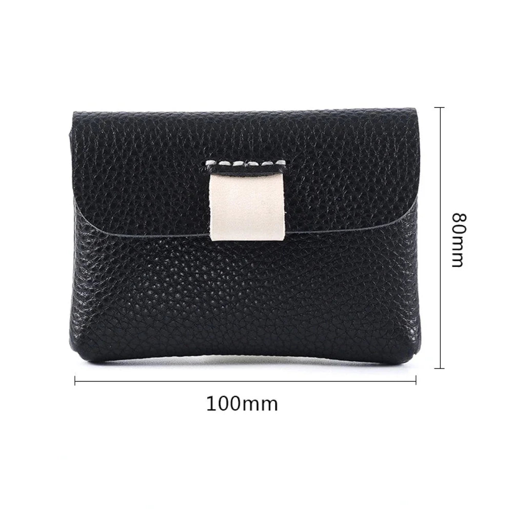 Cowhide Purse Mini Handmade Card Coin Data Cable Headphone Storage Bag