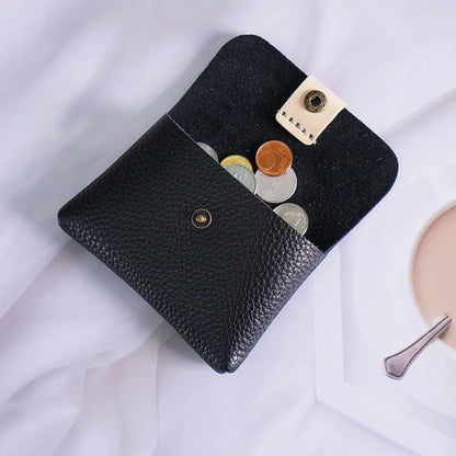 Cowhide Purse Mini Handmade Card Coin Data Cable Headphone Storage Bag