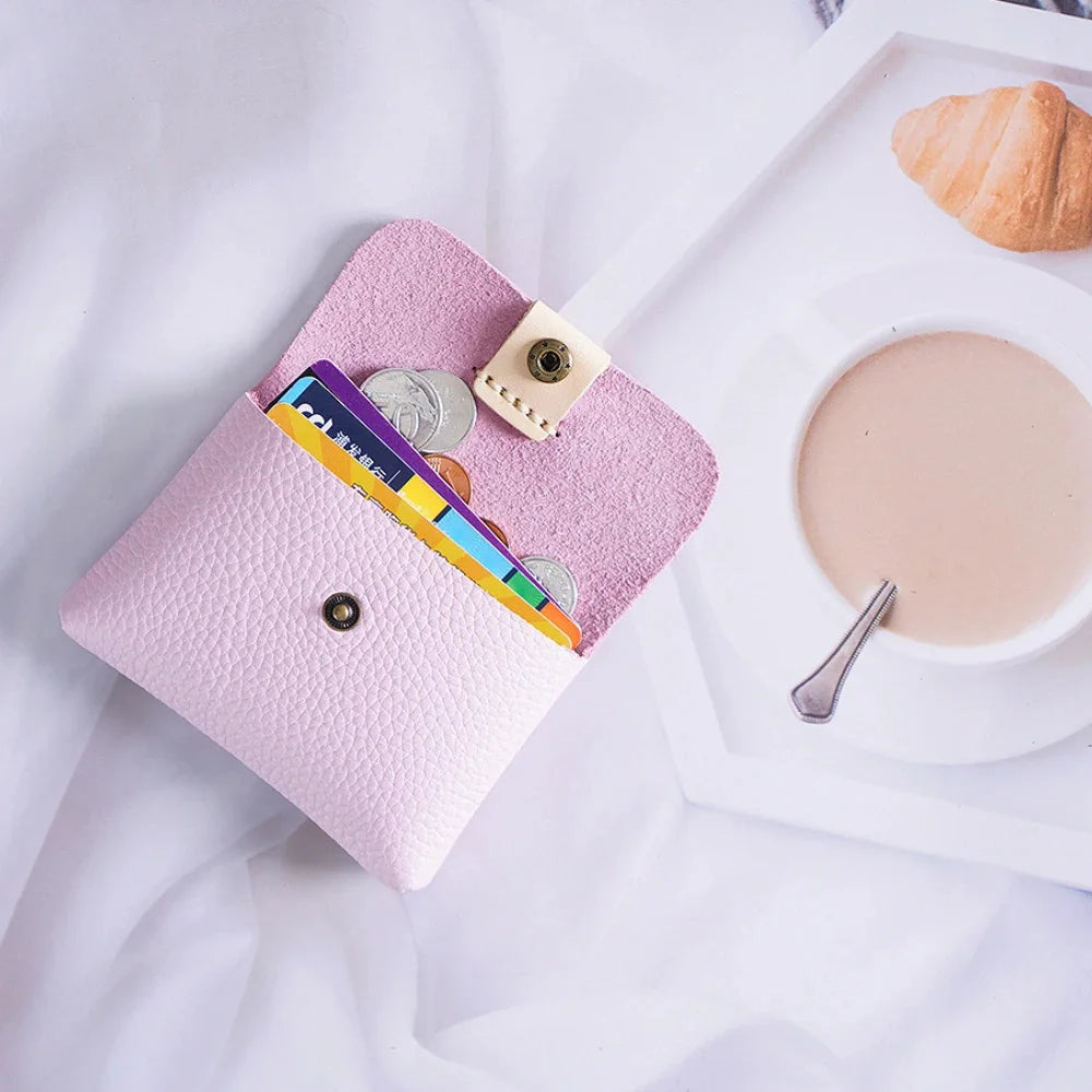 Cowhide Purse Mini Handmade Card Coin Data Cable Headphone Storage Bag