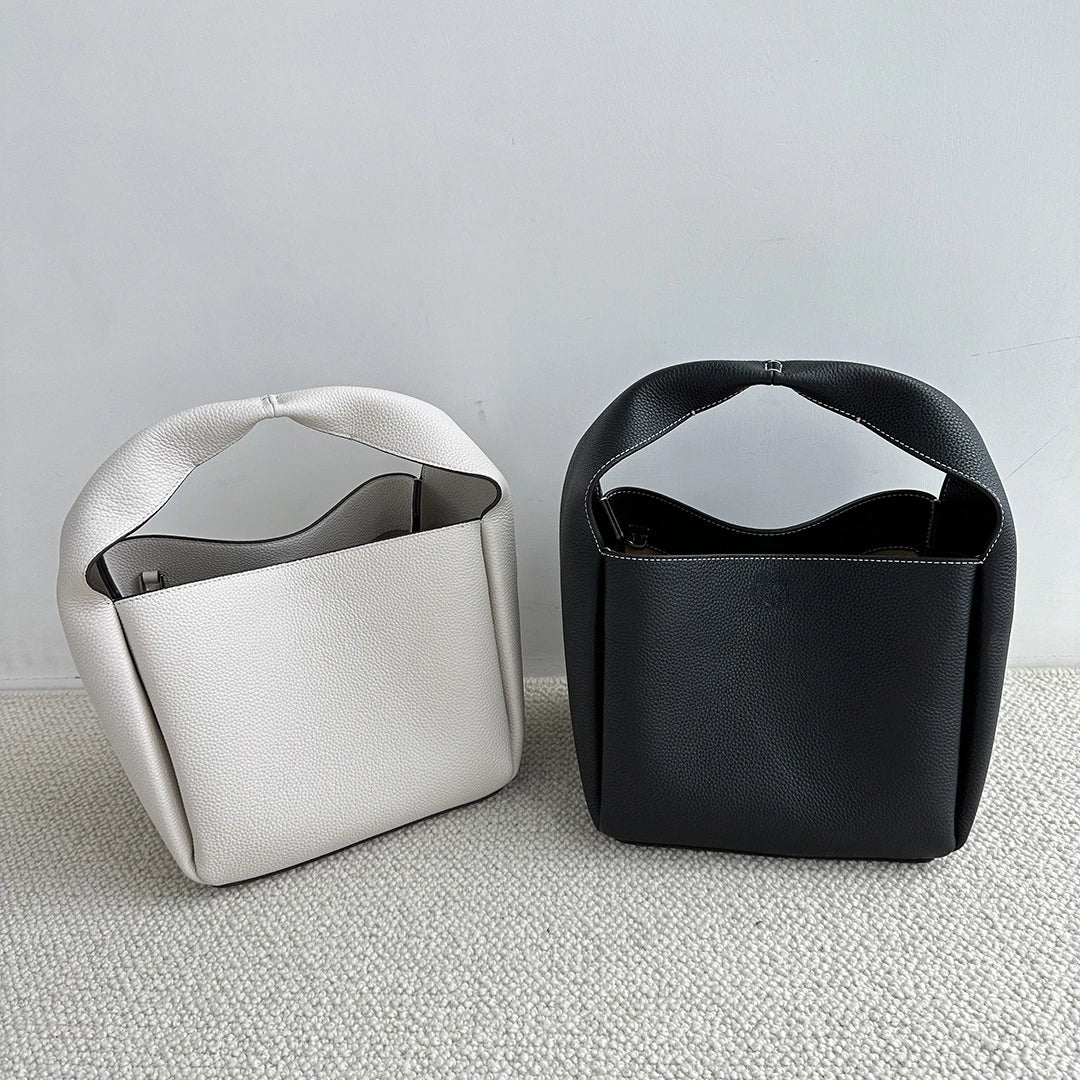 Cowhide Square Bucket Bag Ladies Commuter All-match Simple Luxury Fashion Handbags Versatile Large Capacity Casual Purses Clutch