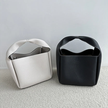 Cowhide Square Bucket Bag Ladies Commuter All-match Simple Luxury Fashion Handbags Versatile Large Capacity Casual Purses Clutch
