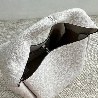 Cowhide Square Bucket Bag Ladies Commuter All-match Simple Luxury Fashion Handbags Versatile Large Capacity Casual Purses Clutch
