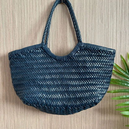 Cowhide Weave Handbags Fashion Hand Made Ladies Vegetable Basket Bag Casual Tote Simple Shopping Bags Female Bolsos Mujer