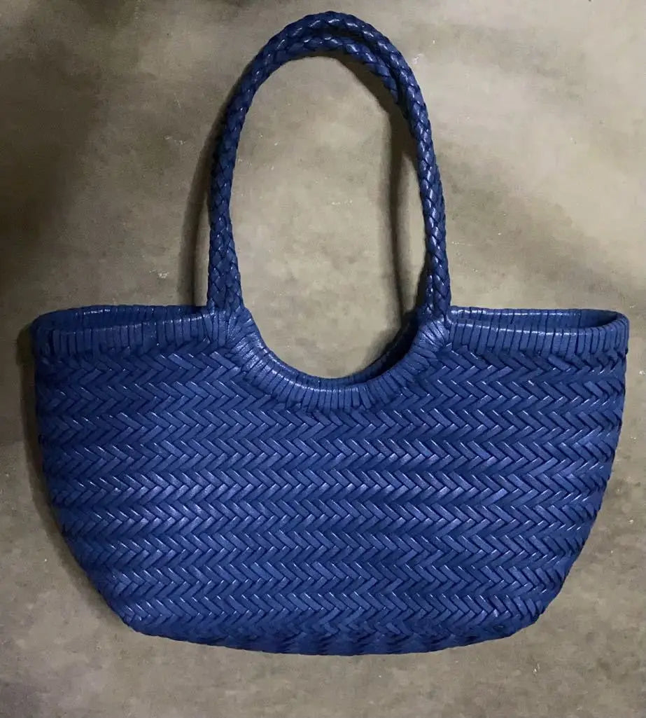 Cowhide Weave Handbags Fashion Hand Made Ladies Vegetable Basket Bag Casual Tote Simple Shopping Bags Female Bolsos Mujer