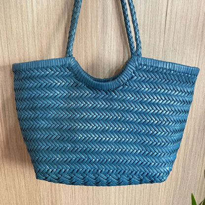 Cowhide Weave Handbags Fashion Hand Made Ladies Vegetable Basket Bag Casual Tote Simple Shopping Bags Female Bolsos Mujer