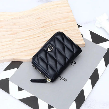 Cowhide Women's New Fashion Genuine Leather Zipper Small and Exquisite Multi-Card ID Bag Short