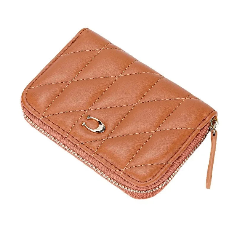 Cowhide Women's New Fashion Genuine Leather Zipper Small and Exquisite Multi-Card ID Bag Short