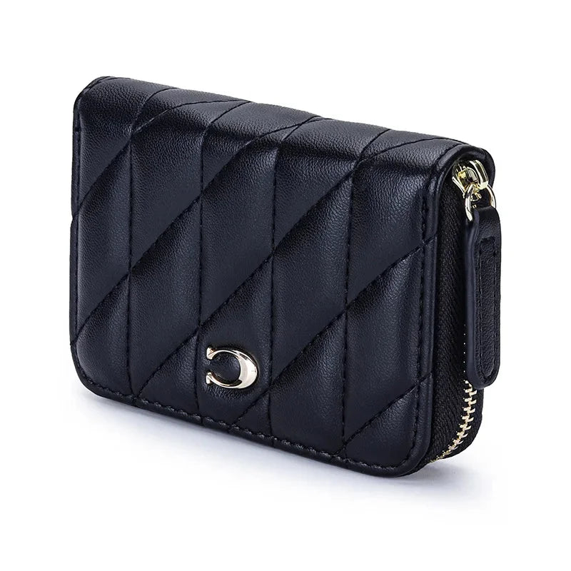 Cowhide Women's New Fashion Genuine Leather Zipper Small and Exquisite Multi-Card ID Bag Short