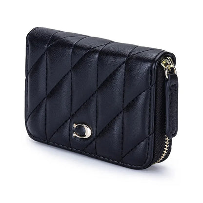 Cowhide Women's New Fashion Genuine Leather Zipper Small and Exquisite Multi-Card ID Bag Short