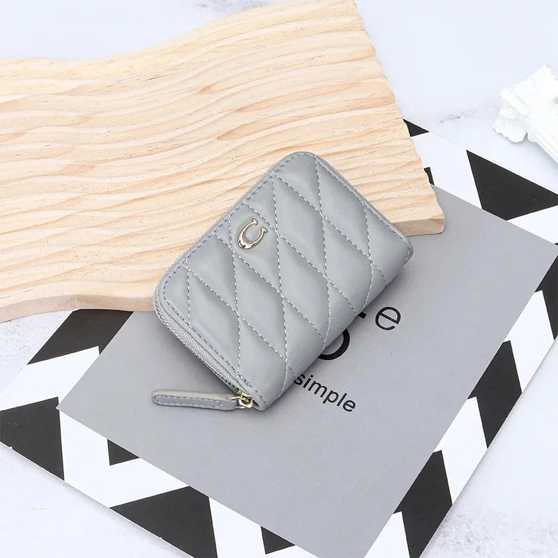 Cowhide Women's New Fashion Genuine Leather Zipper Small and Exquisite Multi-Card ID Bag Short