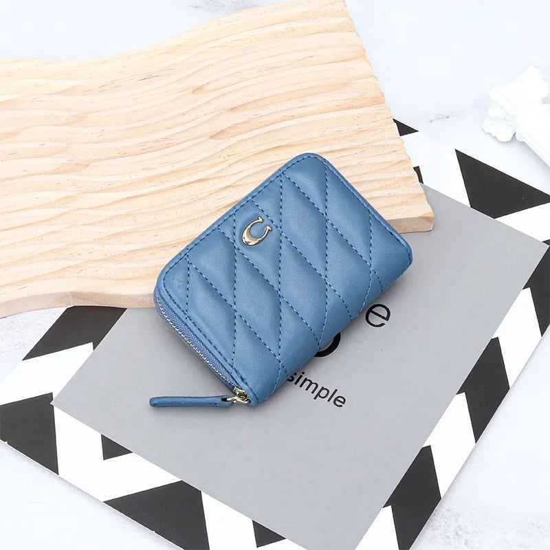 Cowhide Women's New Fashion Genuine Leather Zipper Small and Exquisite Multi-Card ID Bag Short