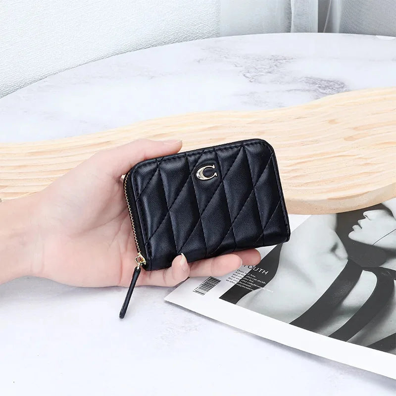 Cowhide Women's New Fashion Genuine Leather Zipper Small and Exquisite Multi-Card ID Bag Short