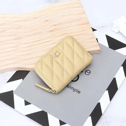 Cowhide Women's New Fashion Genuine Leather Zipper Small and Exquisite Multi-Card ID Bag Short
