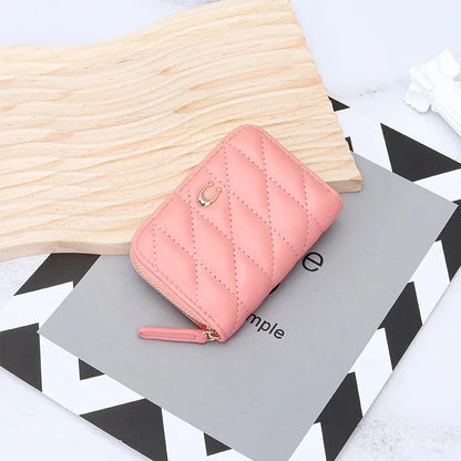Cowhide Women's New Fashion Genuine Leather Zipper Small and Exquisite Multi-Card ID Bag Short