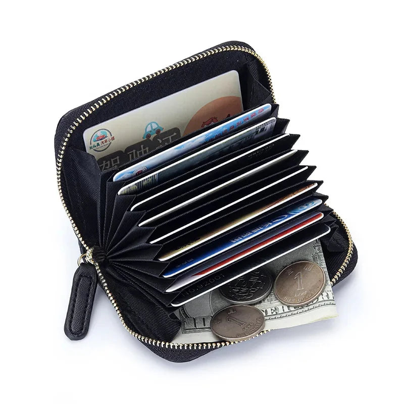 Cowhide Women's New Fashion Genuine Leather Zipper Small and Exquisite Multi-Card ID Bag Short