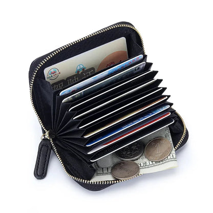 Cowhide Women's New Fashion Genuine Leather Zipper Small and Exquisite Multi-Card ID Bag Short