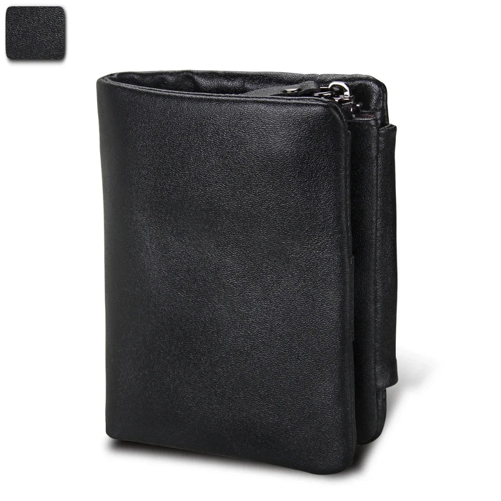 Crazy Horse Cowhide Men's / Genuine Leather Short Anti-RFID Stealing Zip Wallet for Men and Women