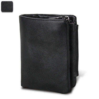Crazy Horse Cowhide Men's / Genuine Leather Short Anti-RFID Stealing Zip Wallet for Men and Women