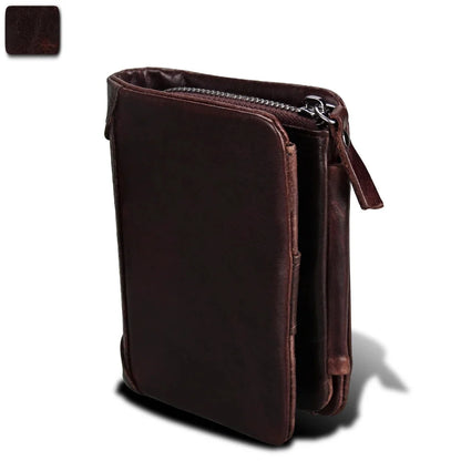 Crazy Horse Cowhide Men's / Genuine Leather Short Anti-RFID Stealing Zip Wallet for Men and Women