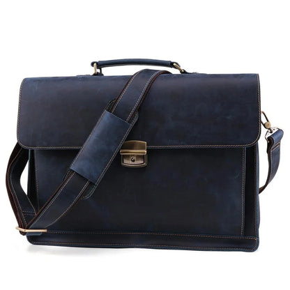 Crazy Horse Genuine Leather Briefcase Vintage Messenger Shoulder Bag Men's Business Laptop Handbag For Male 6393