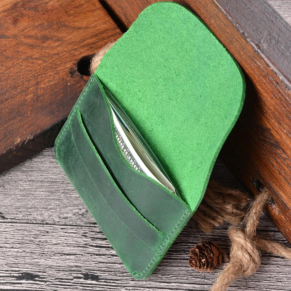 Crazy Horse Simple Creative Vintage Casual Cowhide Bag Card Holder Genuine Leather Storage Wallet