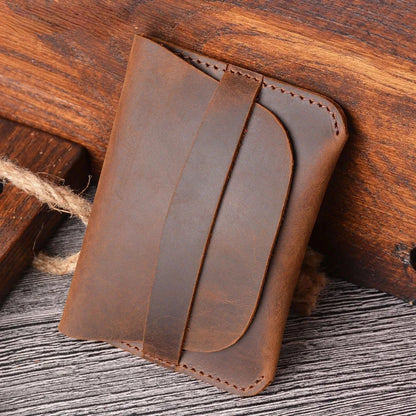 Crazy Horse Simple Creative Vintage Casual Cowhide Bag Card Holder Genuine Leather Storage Wallet