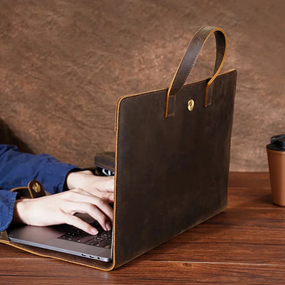 Crazy Horse Sleeve 15.6 " Notebook Inner Bag Laptop Protective PC Cover Genuine Leather Case Luxury