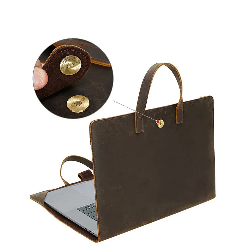 Crazy Horse Sleeve 15.6 " Notebook Inner Bag Laptop Protective PC Cover Genuine Leather Case Luxury