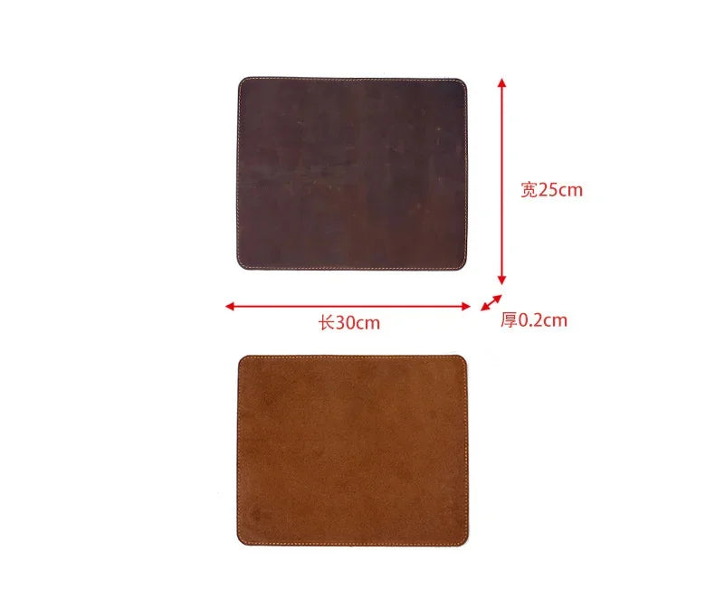 Crazy horse anti-slip wear resistant leather mouse office desktop mat computer pad