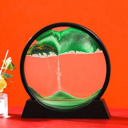 Creative 3D Round Glass Deep Sea Sandscape Moving Sand Art Dynamic Display Flowing Sand Frame Sand Painting Home Decor Crafts
